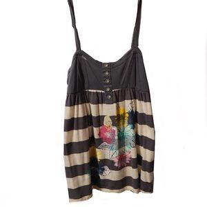 Rewind Gray and Cream Tank Top